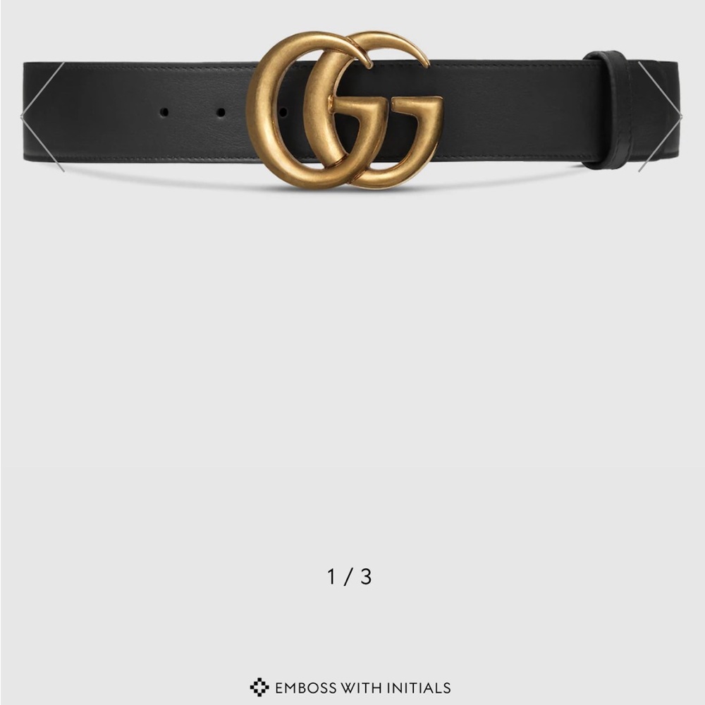 Gucci black leather belt with large logo GG buckle